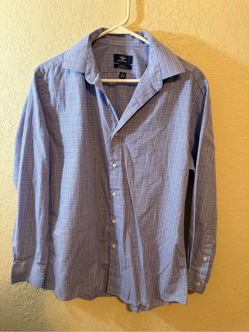 NWOT Men's Dockers Blue Plaid Button-Down Dress Shirt